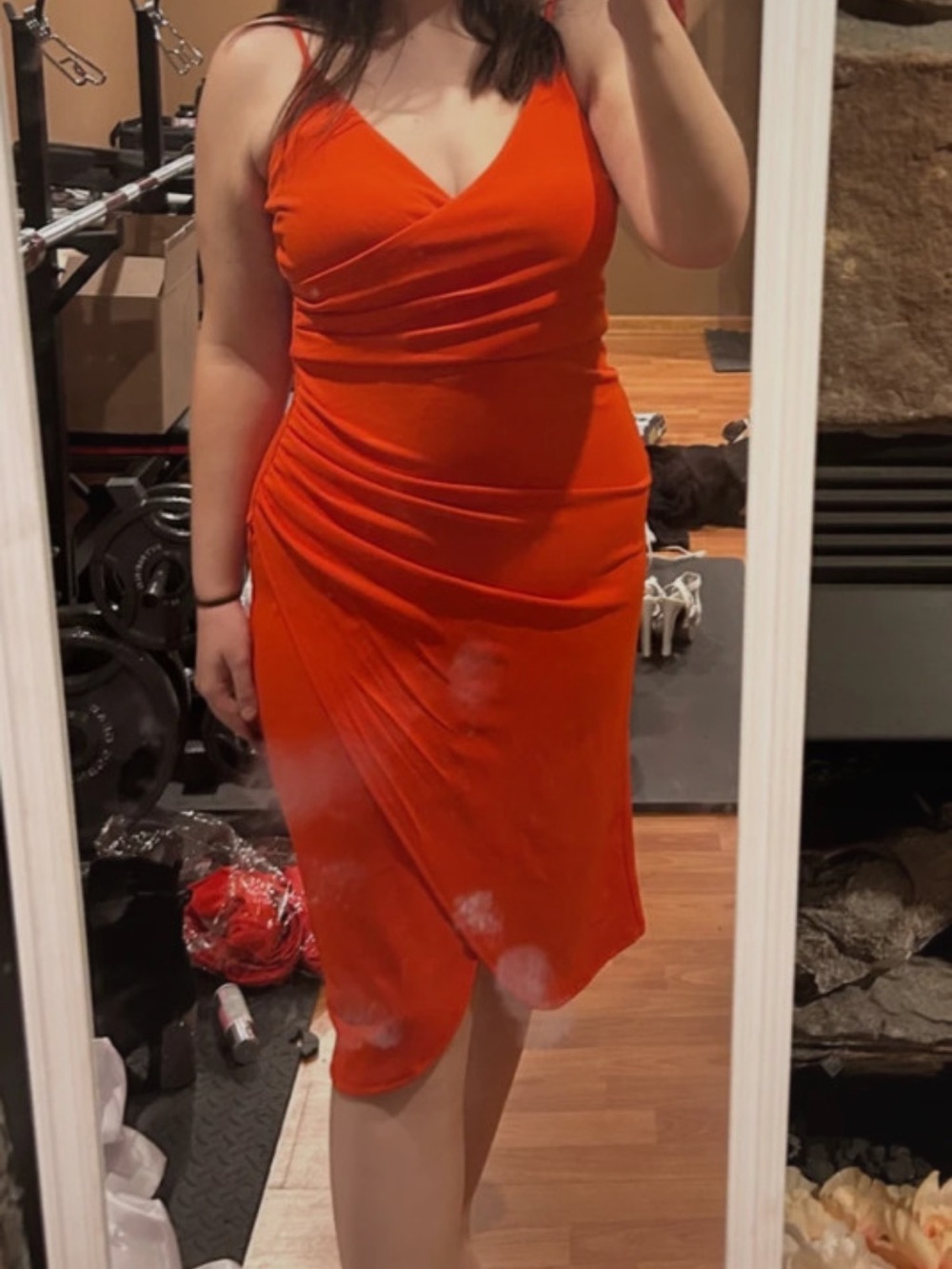 Premier Amour Sleeveless V-Neck Wrap Orange Dress Pageant